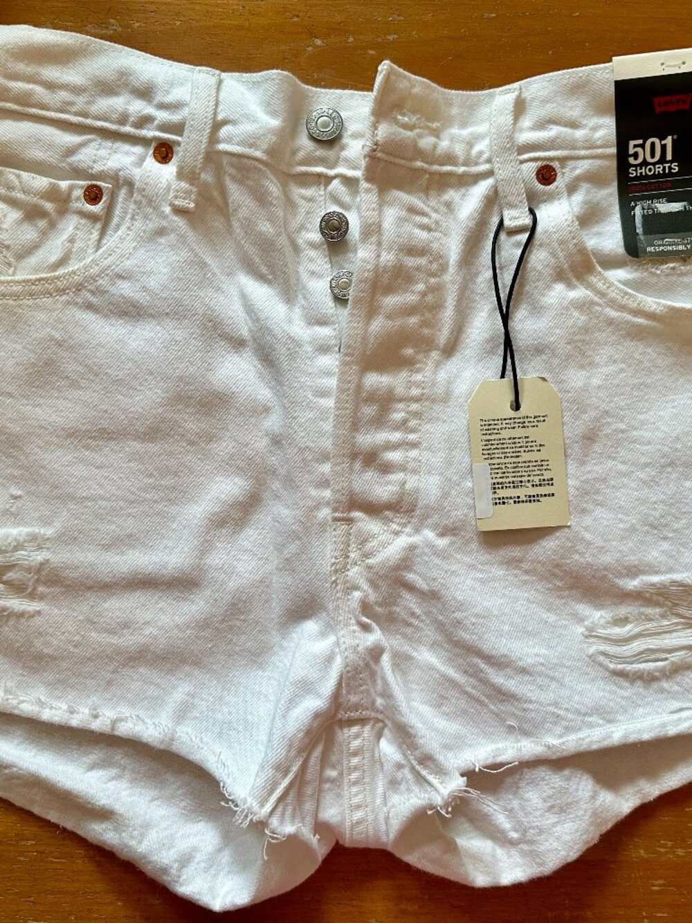 NWT Levi's Premium 501 White Jean Shorts Button-Fly High Rise Women Size 31 NEW!